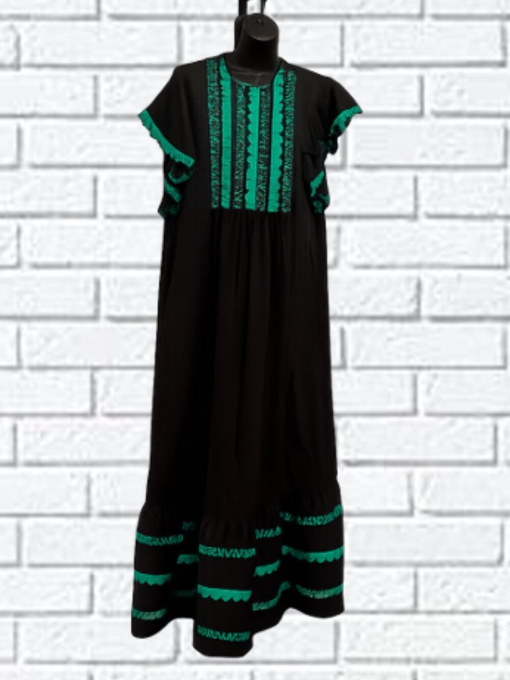 Cynthia Rowley Nairobi Scallop Embroidered Kaftan Maxi Dress